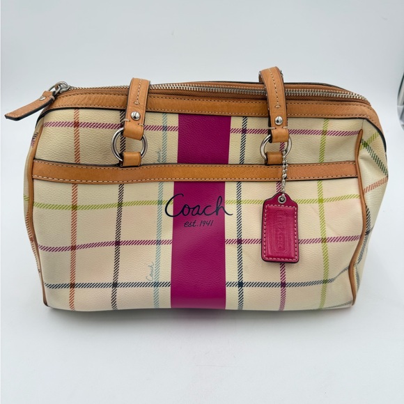 Rare Coach Y2K Tattersall Plaid Satchel Boston Bag F14791 - Picture 1 of 12